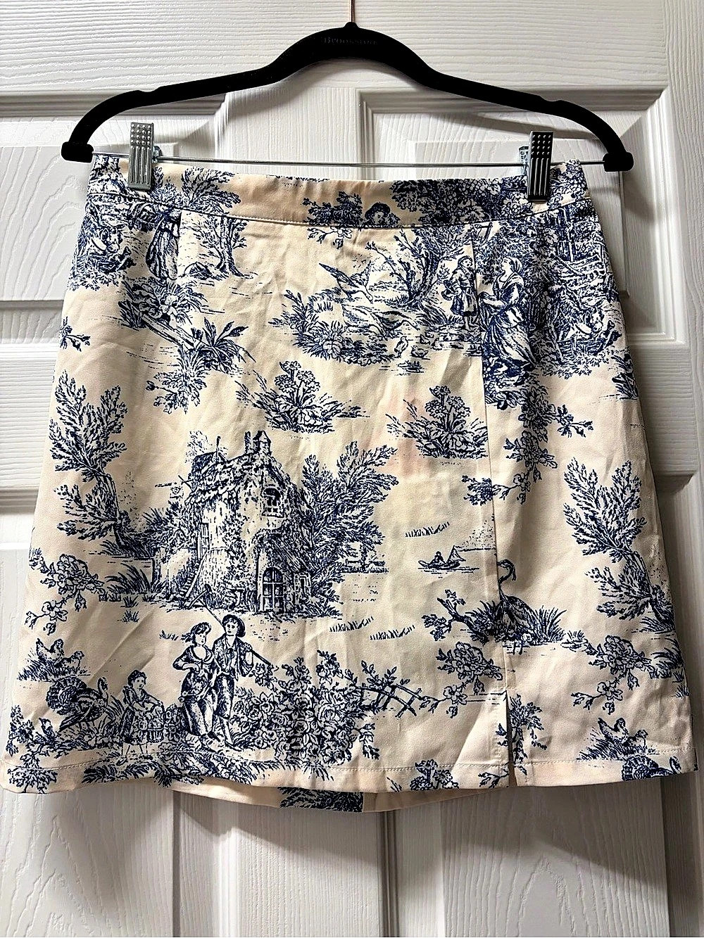 CIDER Toile de Jouy Mini Skirt Blue & Cream Size Large